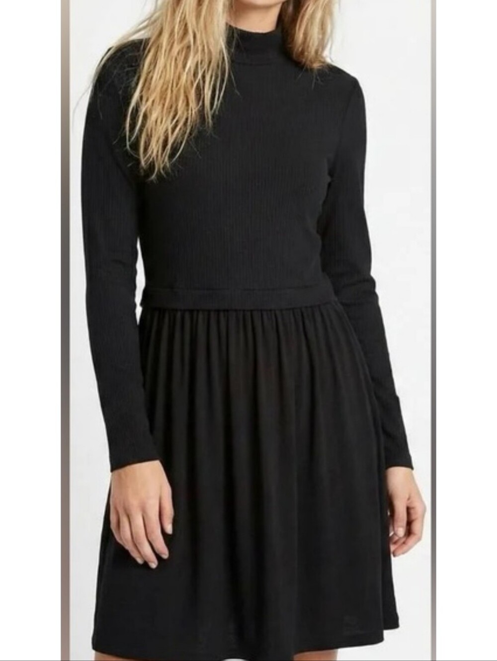 Maurices Mixed Fabric Mock Neck Dress Black Size S